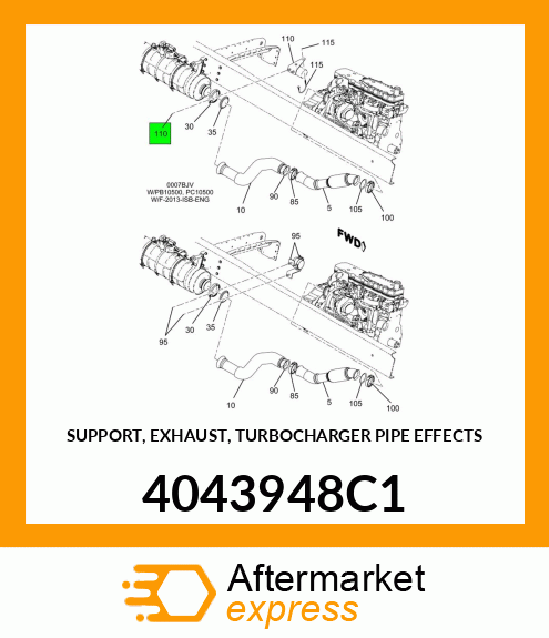 SUPPORT, EXHAUST, TURBOCHARGER PIPE EFFECTS 4043948C1