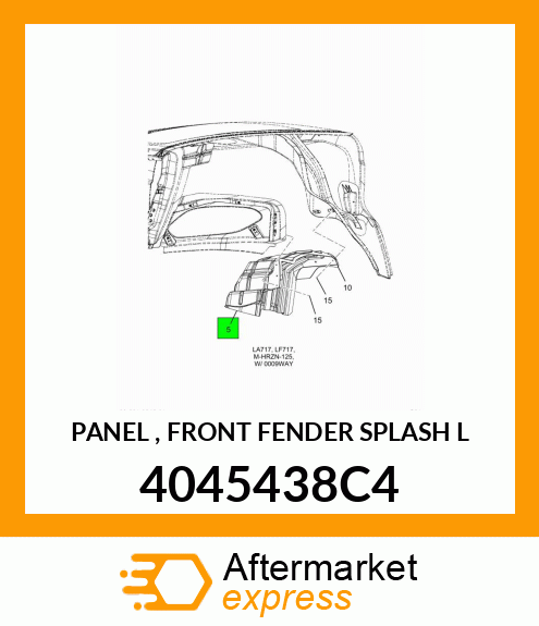 PANEL , FRONT FENDER SPLASH L 4045438C4