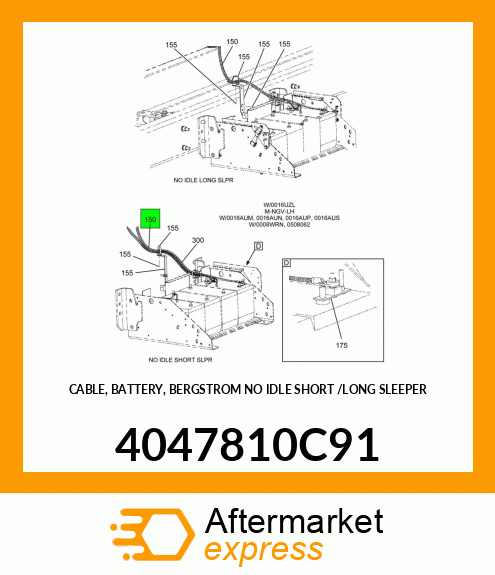 CABLE, BATTERY, BERGSTROM NO IDLE SHORT /LONG SLEEPER 4047810C91