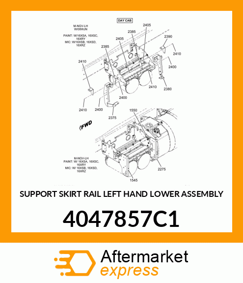 SUPPORT SKIRT RAIL LEFT HAND LOWER ASSEMBLY 4047857C1
