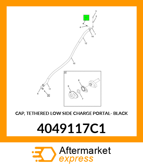 CAP, TETHERED LOW SIDE CHARGE PORTAL- BLACK 4049117C1