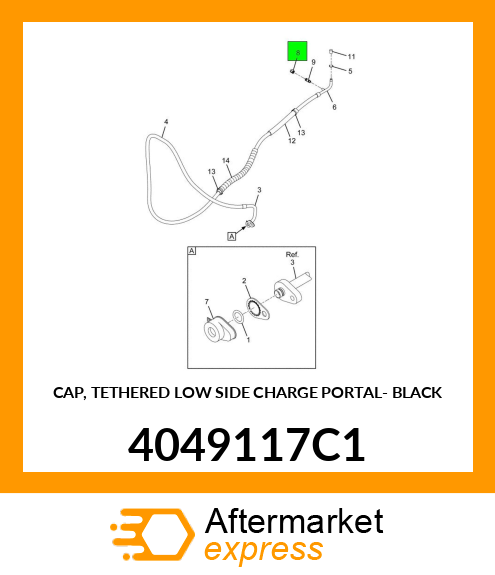 CAP, TETHERED LOW SIDE CHARGE PORTAL- BLACK 4049117C1