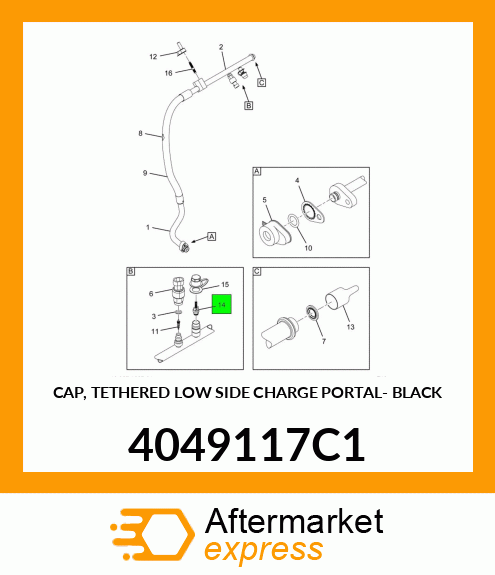 CAP, TETHERED LOW SIDE CHARGE PORTAL- BLACK 4049117C1