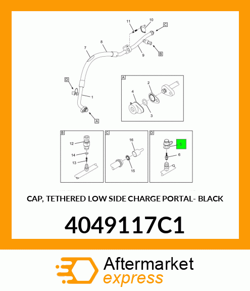 CAP, TETHERED LOW SIDE CHARGE PORTAL- BLACK 4049117C1