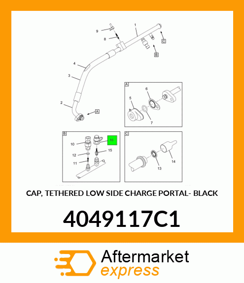 CAP, TETHERED LOW SIDE CHARGE PORTAL- BLACK 4049117C1