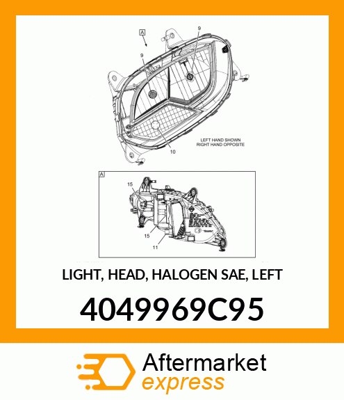 LIGHT, HEAD, HALOGEN SAE, LEFT 4049969C95