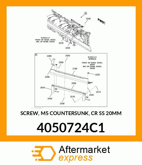 SCREW, M5 COUNTERSUNK, CR SS 20MM 4050724C1