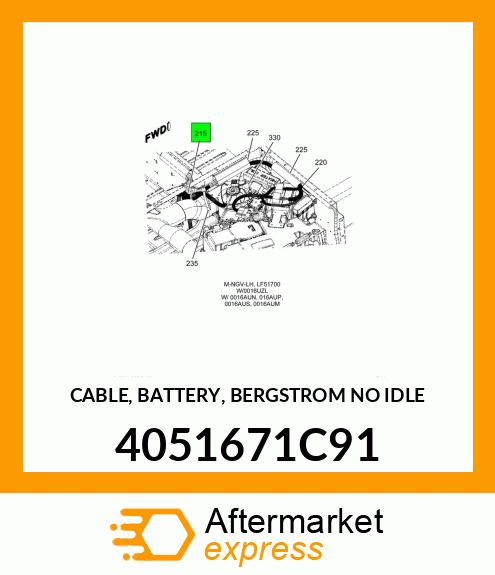 CABLE, BATTERY, BERGSTROM NO IDLE 4051671C91