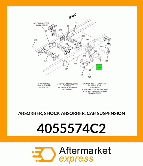 ABSORBER, SHOCK ABSORBER, CAB SUSPENSION 4055574C2