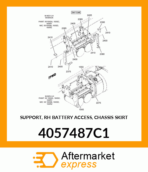 SUPPORT, RH BATTERY ACCESS, CHASSIS SKIRT 4057487C1