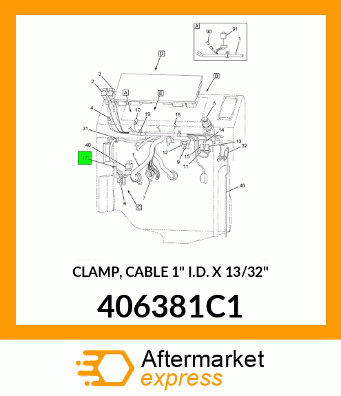 CLAMP, CABLE 1" I.D. X 13/32" 406381C1