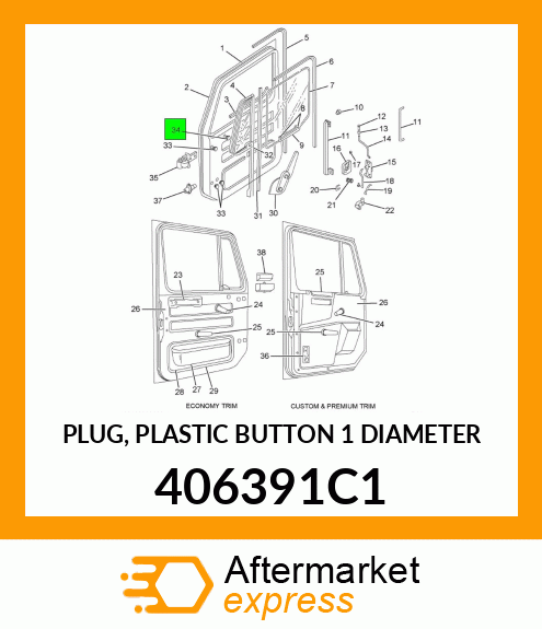 PLUG, PLASTIC BUTTON 1" DIAMETER 406391C1