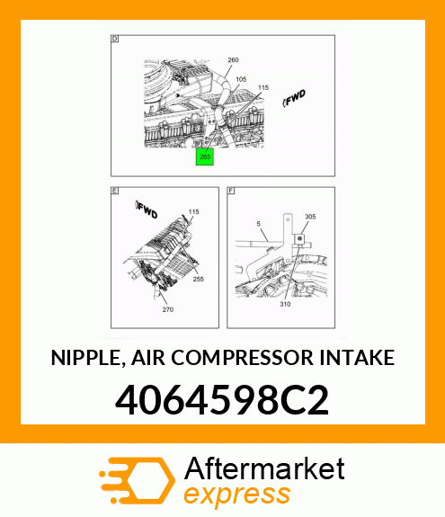 NIPPLE, AIR COMPRESSOR INTAKE 4064598C2