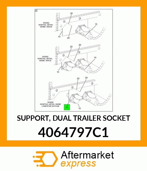 SUPPORT, DUAL TRAILER SOCKET 4064797C1