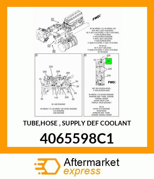 TUBE,HOSE , SUPPLY DEF COOLANT 4065598C1