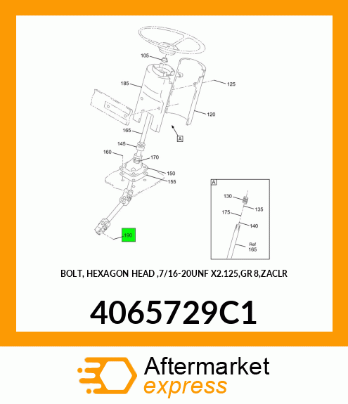 BOLT, HEXAGON HEAD ,7/16-20UNF X2.125,GR 8,ZACLR 4065729C1