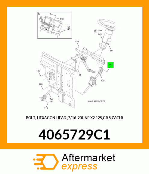 BOLT, HEXAGON HEAD ,7/16-20UNF X2.125,GR 8,ZACLR 4065729C1