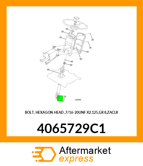 BOLT, HEXAGON HEAD ,7/16-20UNF X2.125,GR 8,ZACLR 4065729C1