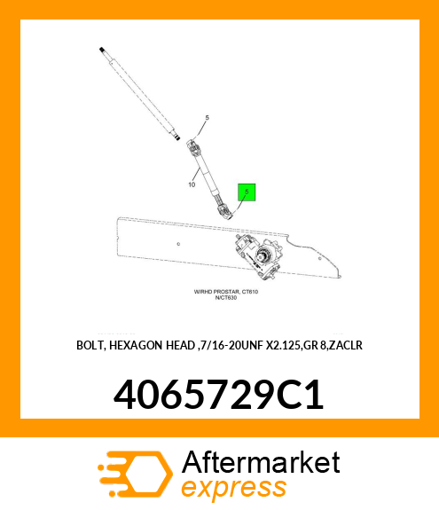 BOLT, HEXAGON HEAD ,7/16-20UNF X2.125,GR 8,ZACLR 4065729C1