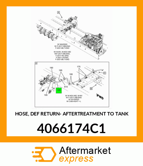 HOSE, DEF RETURN- AFTERTREATMENT TO TANK 4066174C1