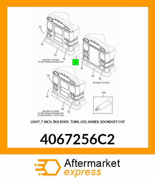 LIGHT, 7 INCH, BUS BODY, TURN, LED, AMBER, SOUNDOFF CVP 4067256C2