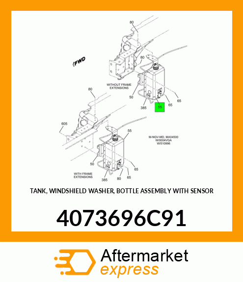 TANK, WINDSHIELD WASHER, BOTTLE ASSEMBLY WITH SENSOR 4073696C91