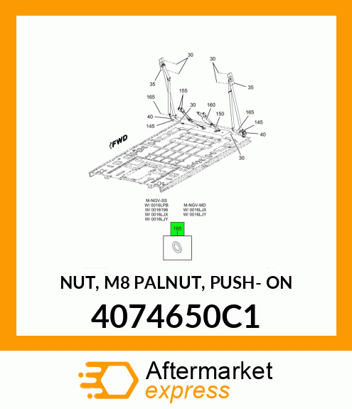 NUT, M8 PALNUT, PUSH- ON 4074650C1