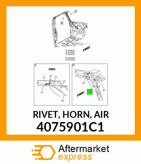 RIVET, HORN, AIR 4075901C1