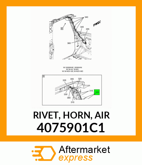 RIVET, HORN, AIR 4075901C1