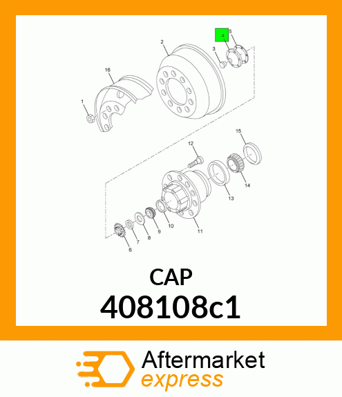 CAP, HUB FRONT AXLE STEEL 408108c1