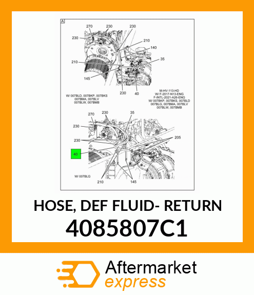 HOSE, DEF FLUID- RETURN 4085807C1