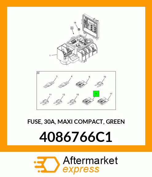 FUSE, 30A, MAXI COMPACT, GREEN 4086766C1