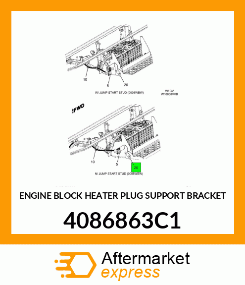 ENGINE BLOCK HEATER PLUG SUPPORT BRACKET 4086863C1