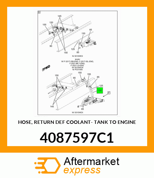 HOSE, RETURN DEF COOLANT- TANK TO ENGINE 4087597C1