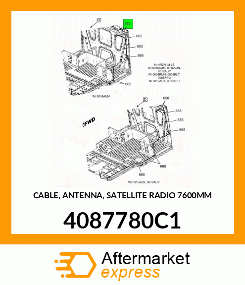 CABLE, ANTENNA, SATELLITE RADIO 7600MM 4087780C1