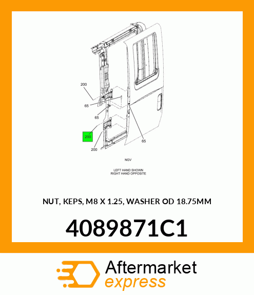 NUT, KEPS, M8 X 1.25, WASHER OD 18.75MM 4089871C1