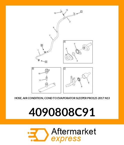 HOSE, AIR CONDITION, COND TO EVAPORATOR SLEEPER PRO125 2017 N13 4090808C91