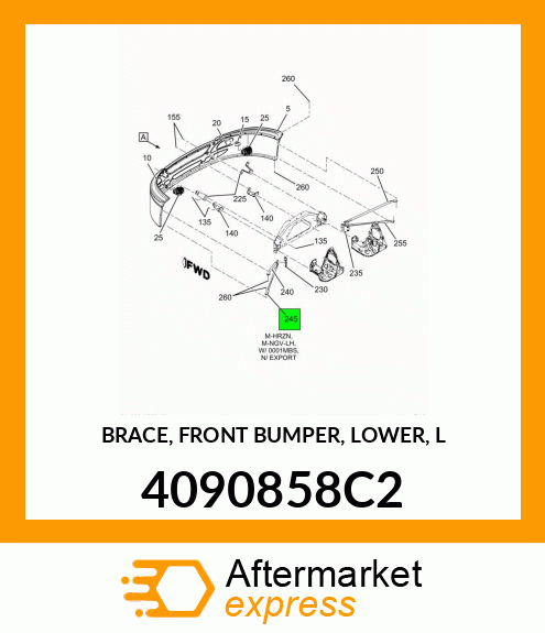 BRACE, FRONT BUMPER, LOWER, L 4090858C2