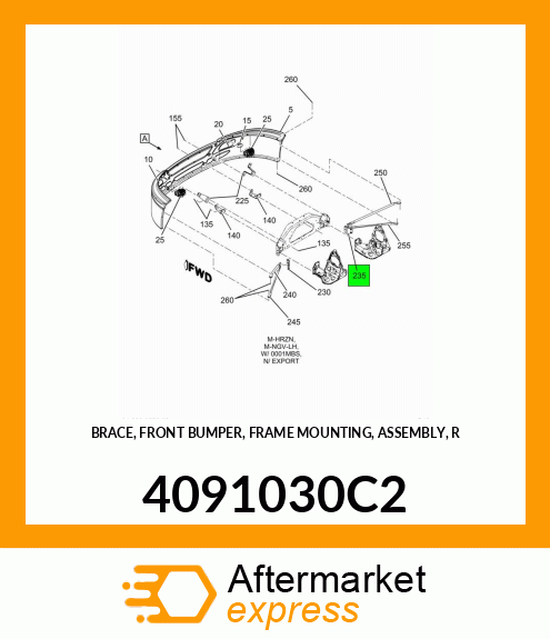 BRACE, FRONT BUMPER, FRAME MOUNTING, ASSEMBLY, R 4091030C2