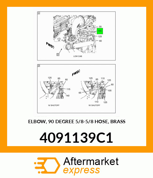 ELBOW, 90 DEGREE 5/8-5/8 HOSE, BRASS 4091139C1