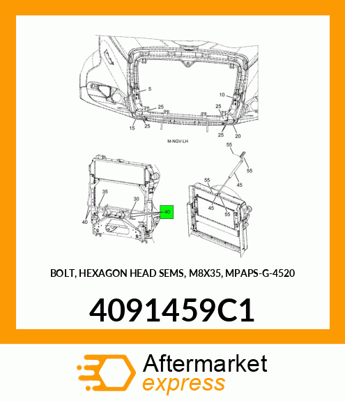 BOLT, HEXAGON HEAD SEMS, M8X35, MPAPS-G-4520 4091459C1