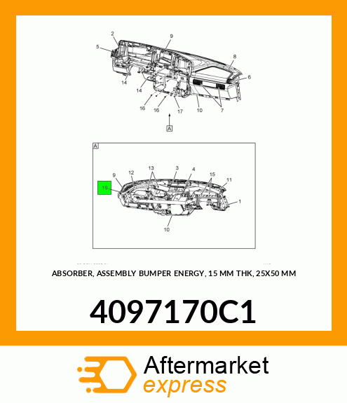 ABSORBER, ASSEMBLY BUMPER ENERGY, 15 MM THK, 25X50 MM 4097170C1