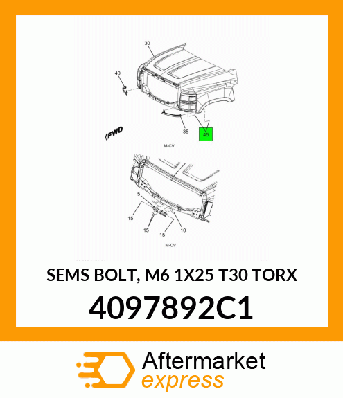 SEMS BOLT, M6 1X25 T30 TORX 4097892C1