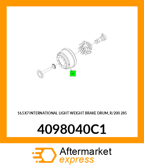 16.5X7 INTERNATIONAL LIGHT WEIGHT BRAKE DRUM, R/200 285 4098040C1