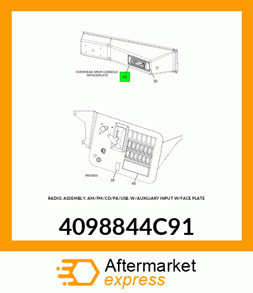 RADIO, ASSEMBLY, AM/FM/CD/PA/USB, W/AUXILIARY INPUT W/FACE PLATE 4098844C91