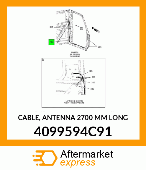 CABLE, ANTENNA 2700 MM LONG 4099594C91