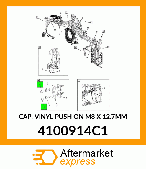 CAP, VINYL PUSH ON M8 X 12.7MM 4100914C1