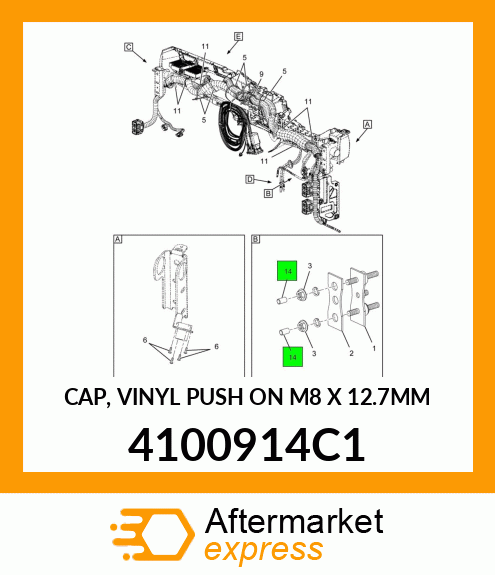 CAP, VINYL PUSH ON M8 X 12.7MM 4100914C1