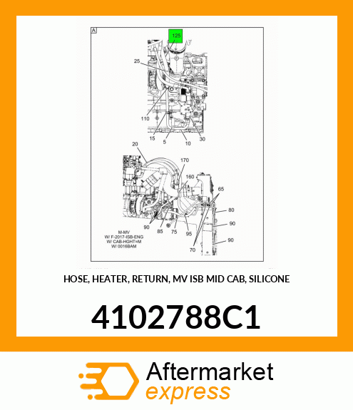 HOSE, HEATER, RETURN, MV ISB MID CAB, SILICONE 4102788C1