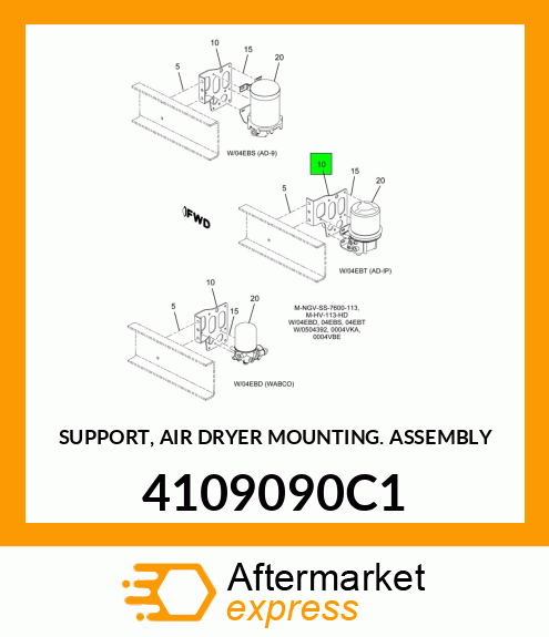 SUPPORT, AIR DRYER MOUNTING. ASSEMBLY 4109090C1